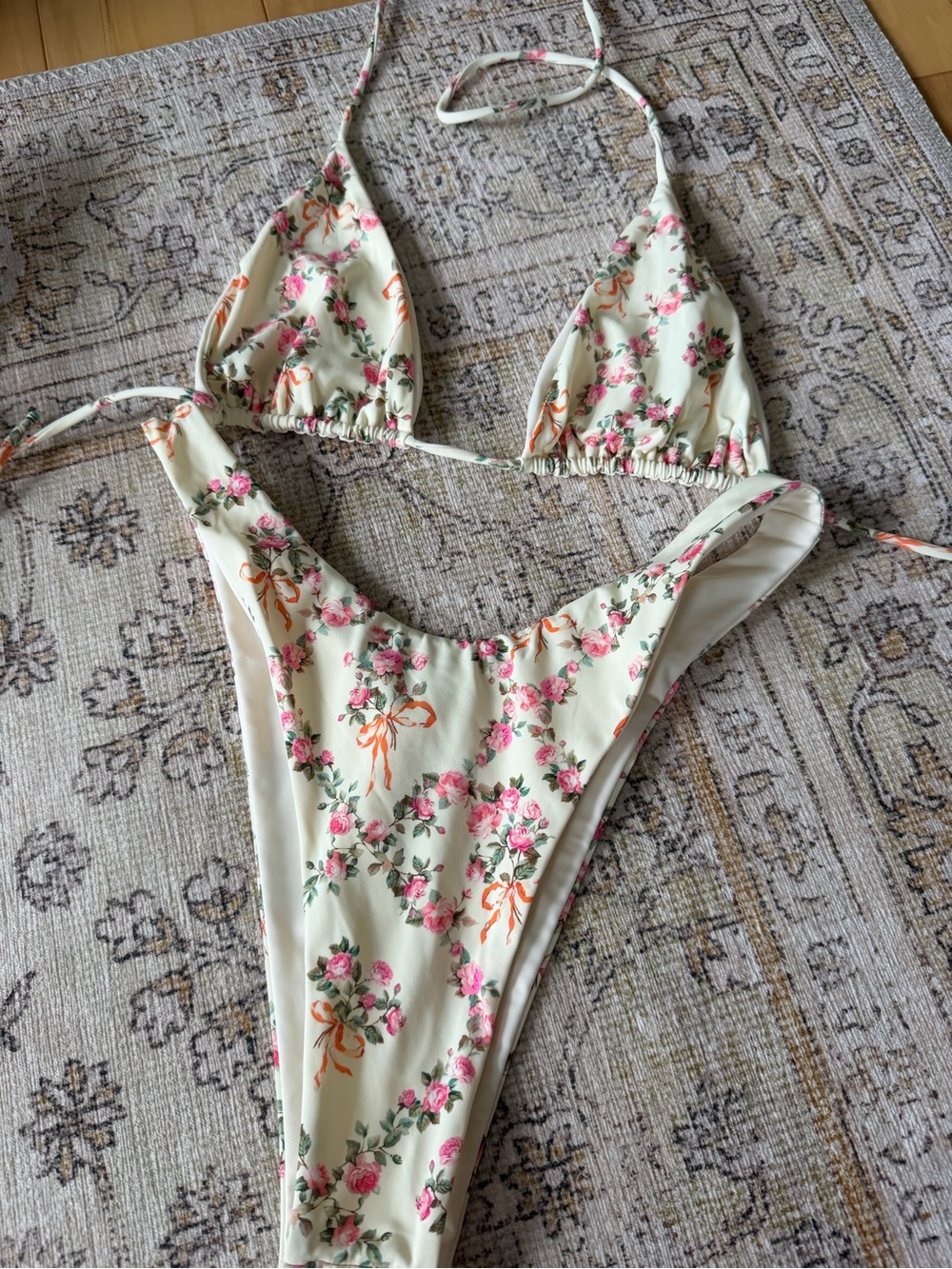 RESA Cream Floral Bikini Pink Rose Print